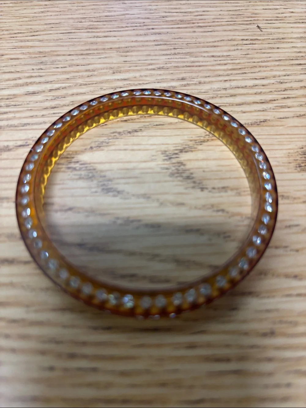 Amber Crystal-Accent Resin Bangle Bracelet